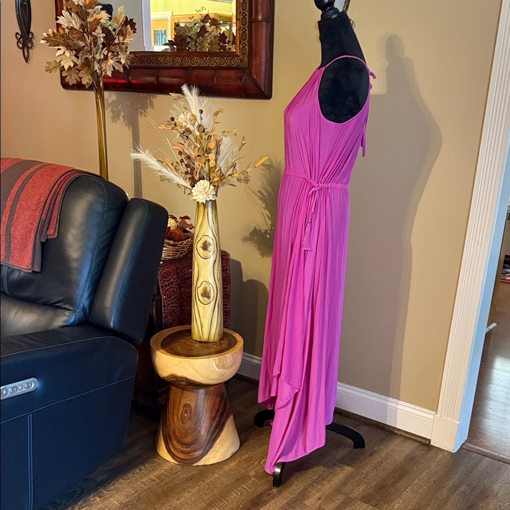 Calypso St. Barth Vibrant Pink High Low Halter Dress Size Small - Picture 3 of 8